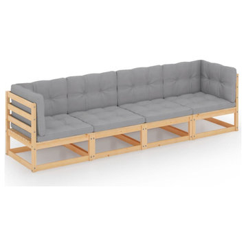Vidaxl 4-Seater Garden Sofa With Cushions Solid Pinewood