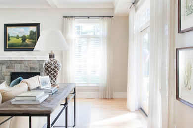 Example of a classic family room design in Boston