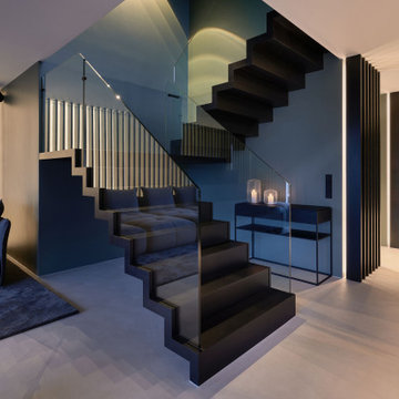 Modern Zig Zag staircase in wood, near Nuernberg, Germany