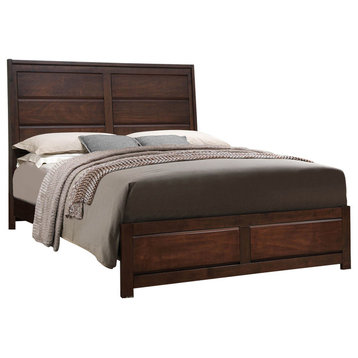 Millie Panel Bed, King, Walnut Wood, Contemporary