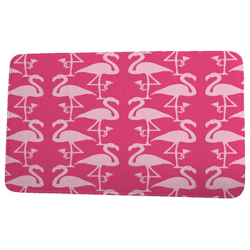 Palm Beach Flamingo Heart Martini Animal Print Bath Mat, Pink, 21"x34"