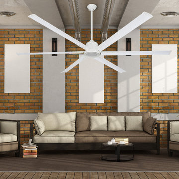 84 inch Titan II Ceiling Fan - Pure White Finish with LED Light and Extruded Alu