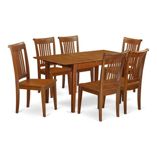 7-Piece Set Rectangular Kitchen Table Having 12" Leaf and 6 Wood ...