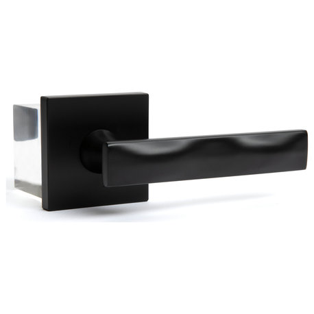 Modern Heavy Duty Designer Interior Door Lever - Essex Collection, Matte Black, Passage Left Hand