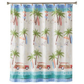 Tropical Jungle Forest Tiger Waterproof Bathroom Shower Curtain with12 Hooks