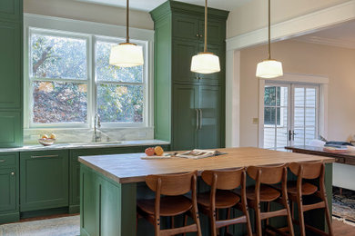 Example of an arts and crafts kitchen design in Boston