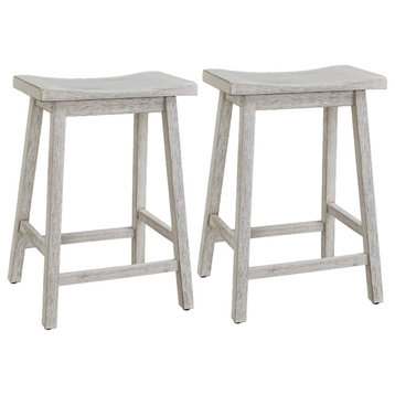 Harmony Cove Set of 2 Wood Counter Stools, Antique White