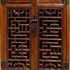 Chinese Brown Open Panel Storage Tall Cabinet Bookcase