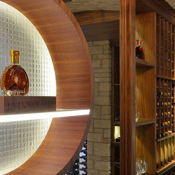 Walnut Wine Cellar w/Display Ring