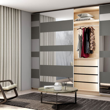 Frameless Sliding Wardrobe in Silver Grey & Silver Mirrors by Inspired Elements