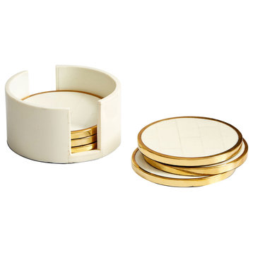 Gatsby Coasters in Brass And White