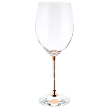 Sparkles Home Wine Glasses with Crystal-Filled Stems - Set of 2 - Rose