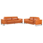 Luxuriant Furniture - Naples Contemporary Genuine Italian Leather 2-Piece Set, Camel - Enjoy modern style and top-notch relaxation with this Naples Contemporary Camel Genuine Italian Leather Sofa and Loveseat. The elegant design and exquisite cushioning provide perfect comfort that will keep you cozy, and the extra padded arms add the perfect finishing touch. Naples Contemporary Camel Genuine Italian Leather Arm Sofa and Loveseat will transform your living room with its modern design. With a slick Camel Genuine Italian Leather, cushy back, glitzy off chrome accent legs, this Sofa and Loveseat seamlessly blends trendy with class, utterly transforming any decor.