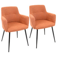LumiSource Andrew Dining Chair, Gray, Set of 2, Orange/Black