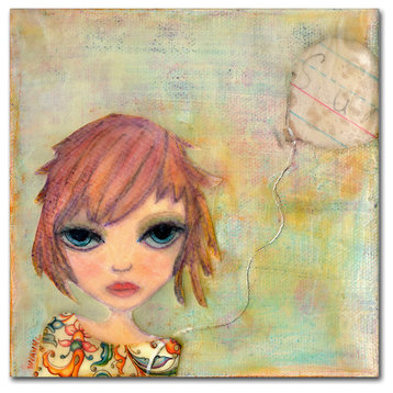 Wyanne 'Big Eyed Girl Cloudy Day' Canvas Art, 14"x14"