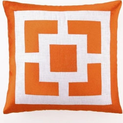 Palm Springs Block Emb Pillow, Orange - Decorative Pillows