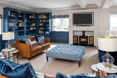 Photo of a large country living room in Kent with a wall mounted tv.