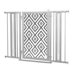 Fusion Gates - Fusion Gate with Gray Diamonds Design, Satin Nickel, 36"-52" - Baby Gates And Child Safety