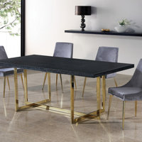 Karina Velvet Dining Chairs, Set of 2, Gray, Gold Base