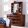 American Drew Expressions 7-Drawer Dresser with Mirror in Rootbeer