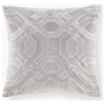 Croscill Biron Traditional Sqaure Pillow 18x18, Silver