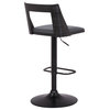Milan Adjustable Swivel Faux Leather/Wood Barstool, Gray and Black