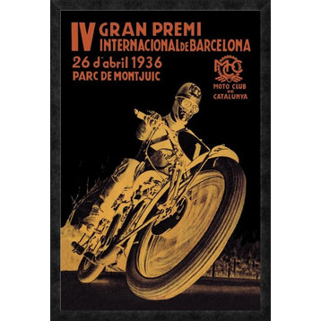 "4th International Barcelona Grand Prix" Framed Canvas Giclee, 26"x38"
