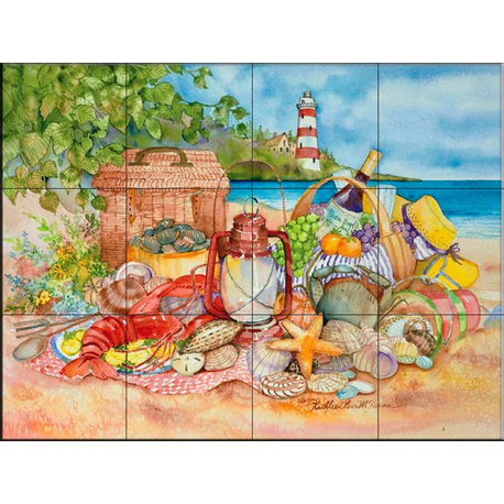 Tile Mural, Bayside Picnic by Kathleen Parr Mckenna