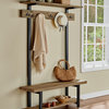 Pomona Entryway Hall Tree, Bench, Shelves and Coat Hooks, Brown