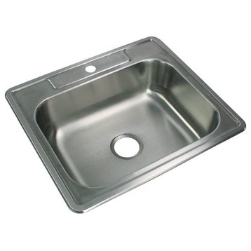 Transolid Select 25"x22 1/64"x7" Single Drop-in SS Kitchen Sink, 1 Hole