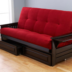 Phoenix Espresso Futon | Suede Red Futon Mattress - Products