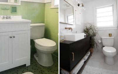 Get Ideas From This Budget-Friendly Black-and-White Bath
