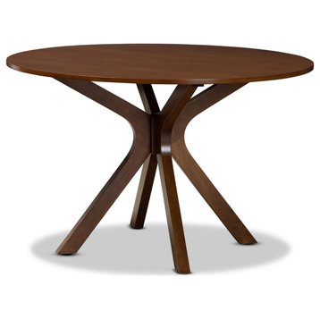 Kenji Modern and Contemporary Walnut Brown Finished 48InchWide Round Wood...