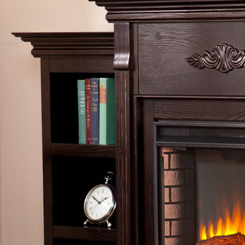 Canterbury Electric Fireplace With Bookcases, Classic Espresso