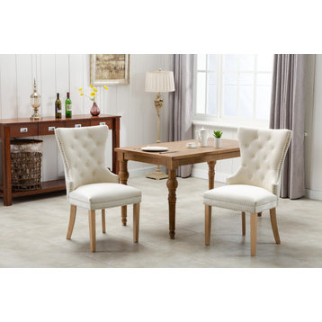 Home Beyond Velvet Upholstered Armless Dining Chairs, Tan