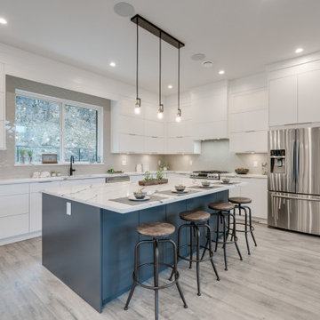 Contemporary Kitchen with Contrasting Island & Quartz Counters