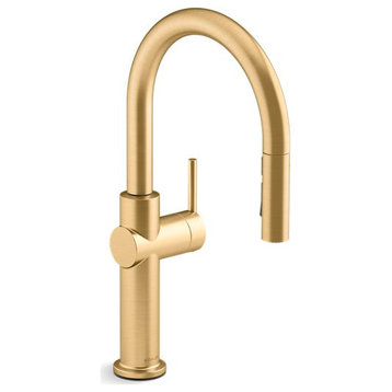 Crue Pull-down single-handle kitchen sink faucet, Vibrant Brushed Moderne Brass