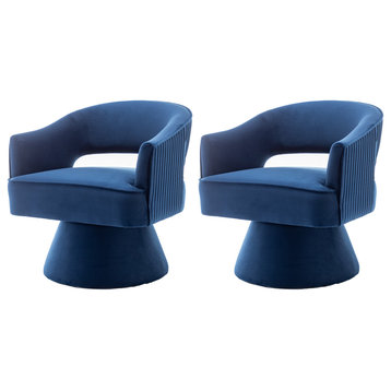 SEYNER Modren Velvet Swivel Arm Chair Set of 2,Upholstered Side Accent Chair, Navy
