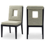 Meridian Furniture - Gwendolyn Upholstered Dining Side Chair, Green, Linen Textured, Black, Set of 2 - A masterpiece of modern elegance and comfort, the Gwendolyn green linen textured fabric dining side chair is where modern design meets timeless charm. Designed with comfort in mind, it features a high back and luxurious cushioning, perfect for long dinners or lively gatherings. The black wood frame adds a rustic touch, effortlessly balancing the contemporary fabric with a hint of warmth and tradition.