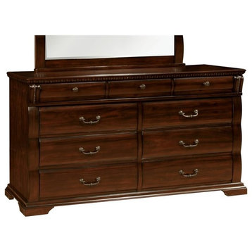 Furniture of America Oulette Transitional Wood 9-Drawer Dresser in Cherry