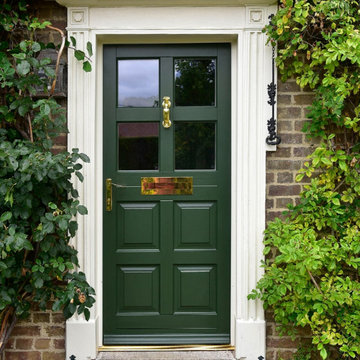 Coastal BLU PVD Stainless Polished Brass Hardware Specified as Part of Farmhouse