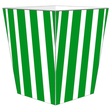 Green Stripe Wooden Flat Wastepaper Basket
