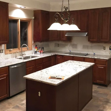 Cabinet Refinished From Oak to Cherry Chestnut