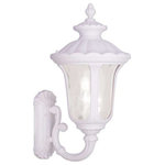 Livex Lighting - Livex Lighting 7856-03 Oxford - Three Light Outdoor Wall Lantern - Canopy Included.  Shade IncludeOxford Three Light O White Clear Water Gl *UL: Suitable for wet locations Energy Star Qualified: n/a ADA Certified: n/a  *Number of Lights: Lamp: 3-*Wattage:60w Candelabra Base bulb(s) *Bulb Included:No *Bulb Type:Candelabra Base *Finish Type:White