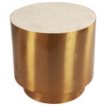 Meridian Furniture - Presley End Table, Marble Top, Brushed Gold Metal Base - Make a bold statement in your living space with this Presley End table from Meridian Furniture. Its solid, contemporary design features a genuine marble top with a brushed gold metal base that complements each other nicely. Its round surface is perfect for holding books, knick-knacks, and other odds-and-ends items that you have laying around your living room, den, family room, bedroom, or any other space in your home that you decide to place it.