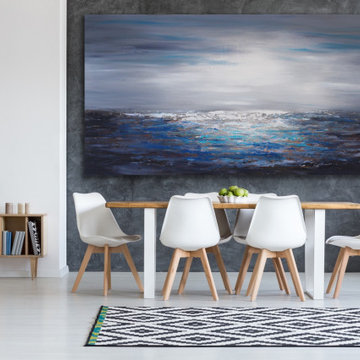 36x60 " Blue coastal painting Large Modern contemporary beach art Custom order