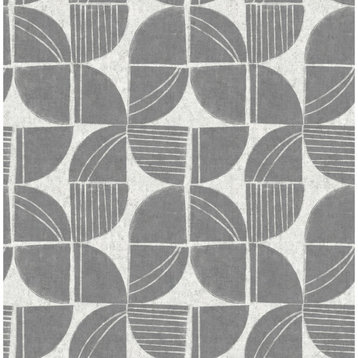 Baxter Charcoal Semicircle Mosaic Wallpaper Sample