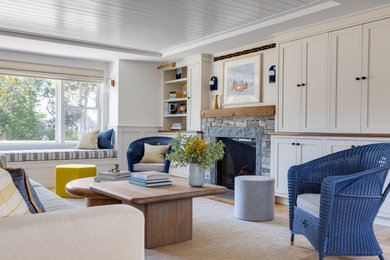 Living room - coastal living room idea in Boston