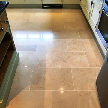 Pitted Jerusalem Limestone Floor Renovated in Twyford