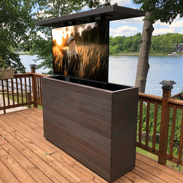 Outdoor TV Lift Within Cabinet